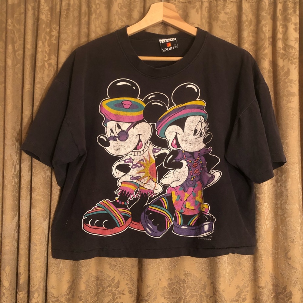 Vintage 80s Mickey Mouse Disney crop top shirt